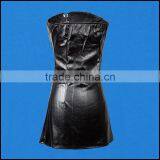 Black Faux Leather Sexy Gothic Corset Dress Front Hasp Strapless Sheath Dresses PVC Club Dress Erotic Women Fashion Dancewear thumbnail-4