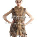 CX-G-B-20A New Hand Knitted Funny Fashion Women Gilet Rabbit Fur Costume thumbnail-4