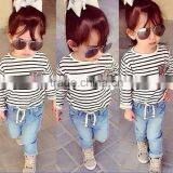 New Arrival Baby Clothing 2017 Boutique Children's Cotton Stripe Long Sleeve Top Kids T-shirt Wholesale thumbnail-4