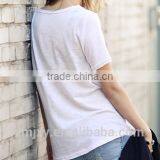 Wholesales T-shirt O-neck Simple Design for Girls thumbnail-3