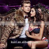 Super Quality Man's Fox Fur Coat With Raccoon Fur Collar Jackets Printed Man's Faux Fur Jackets Short Coat thumbnail-1