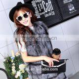 2016 Luxury Real Fox Fur Vest Waistcoat Autumn Winter Genuine Women Fur Gilet Outerwear Coats Lady X-Long Overcoat thumbnail-2