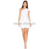 White One Shoulder Elegant Short Simple Ladies Evening Dinner Dresses thumbnail-4