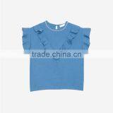 Beaded Neckline Ruffled Shoulders Top With a Short Flared Skirt Suit Dress thumbnail-5