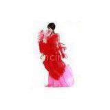 Large Rose Red Belly Dance Fans With Red Ostrich Feather For Ladies