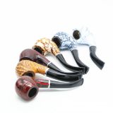 255mm Length short wooden resin medium tobacco pipe with Multi-color round head for smoking