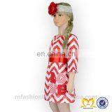 2019 Valentine Day Red and White Chevron Dress Baby Pakistani Baby Cotton Dress Wholesale Children's Boutique Clothing thumbnail-6
