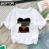 Cool Melanin Black Girl Personalized Digital Printing White Round Neck T-shirt European and American Trend thumbnail-3