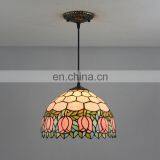Nordic Style Hanging Light Fixture Lotus Stained Glass Lamp Shade Antique Lights Pendant Lighting thumbnail-1
