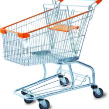 180L American style handcart 5 inch PU wheel Steel Shopping Trolley for Supermarket （surface : zinc and transparent powder coating）