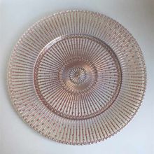 Factory Wholesale China Antique Rose Gold Colorful Wedding Glass Charger Plates