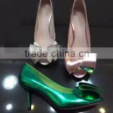 High fashion women leather shoes ladies heels pumps 2016 open toe bowtie emblished ladies shoes heels