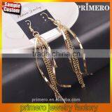Simple Long Chain Tassel Dangle Earrings Fashion Gold Plated Designs For Women
