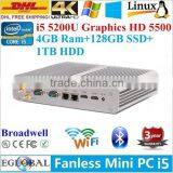 Intel Core i5 5200U 5th Gen i5 Mini PC 4GB Ram 64GB SSD 500GB HDD Graphics HD 5500 HTPC 4K HD TV Player HDMI DHL Free Shipping