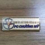 Custom logo pin on metal company name plate