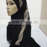 JL083 latest cotton jersey scarf with sequins glitters