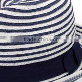 New Style Panama Straw Caps Blue and White Striped Homburg Hat thumbnail-2