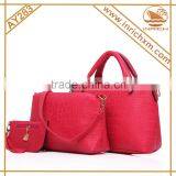 3 Pieces Vintage Leather Ladies Handbag Tote Bag Purse Set thumbnail-4