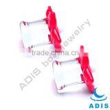 Cute Pretty Girls Red Flower Shape Tranparent Glass Ear Plugs thumbnail-4