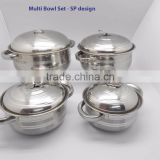 Stainless Steel Multi Bowl Casseroles for Cooking and Serving