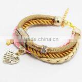 Fashion Custom Multilayer Handmade Lucky Leather Charm Bracelet