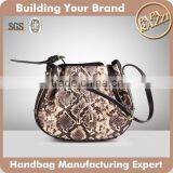 3919 2016 New Arrival Lady Python Cross Body Bag With Metal Plate Protected Sides of Drawstring Bag