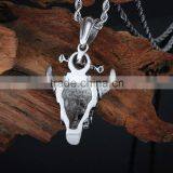 Stainless Steel Casting Unique Skull Style Horn Pendant thumbnail-2