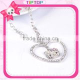 Christmas gifts hello kitty sliver heart necklace with diamond