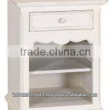 Shabby Chic Furniture Bedside Table Open Shelf and Drawer White Furniture Night Lamp thumbnail-1