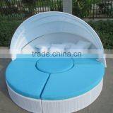 Beach Sun Bed Outdoor Rattan Round Daybed Black Wicker With Canopy thumbnail-6