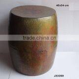 Hammered Aluminium Stool in Multi Shade Brass Antique Finish thumbnail-1