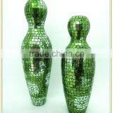 mosaic crackle glass hand blown green vase