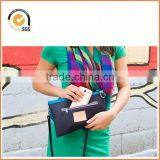 Foldover Clutch in Ocean Blue Canvas and Navy Blue Leather - Ready to Ship thumbnail-1