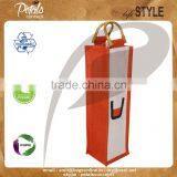 Jute Wine Bag With Cane Handle for One Bottle thumbnail-1