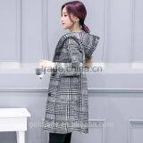2016 Winter Ladies Black Long Plaid Wool Coat for Women and Ladies thumbnail-4