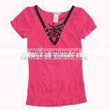 Seamless Solid Plain V Neck Short Sleeve T Shirt thumbnail-1