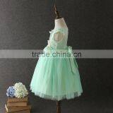 High Quality OEM Angel Green Short Sleeves Embroidery Flower Girls Party Dresses Lovely Fluffy Tulle Kids Frock Designs Pictures thumbnail-2