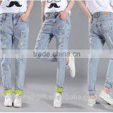 2016 New Fashion Brand Blue Jeans Women Slim Jeans Female Comfortable Stretch Pencil Pants Hole Beggar Women thumbnail-2