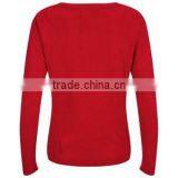 Christmas Red Color Pullover Hooded Sweater For Women thumbnail-3