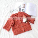 2-7 Years 2017 New Wholesale Cotton Full Sleeves Knitting Solid Sweater Long Kids Girls Coats (pick Size Color ) thumbnail-5