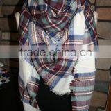 Plaid Tartan Blanket Scarf Maroon Blue Plaid Scarf Christams Gift Scarves