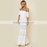 Overall Lace off Shoulder Ruffle Maxi Dresses Delicate Lady's Apparel thumbnail-3
