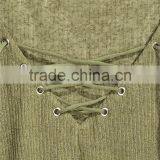 Ladies Wearing Hand Knitted Wool Sweaters With Lacing V-Neck Design thumbnail-2