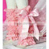 Girls Light Pink Lace Petti Warmers With Light Pink Bow LM6B6 thumbnail-1