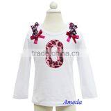 Girls Hot Pink Leopard 3rd Birthday White Long Sleeves Tee 1-7Y thumbnail-1