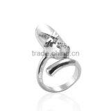 Unadjustable Rings Silver Tone Oval Butterfly Clear Rhinestone thumbnail-1