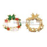 Pin Brooches Christmas Wreath Gold Plated Red & Green Enamel Womens Brooch thumbnail-3