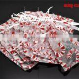 Wholesale W/Draw String White Christmas Candy Cane Organza Wedding Gift Bags thumbnail-2