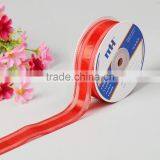 Satin Center Sheer Organza With Metallic Trim Ribbon thumbnail-1