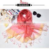 2017 Latest Fashion Organza Scarves Two Layer Silk Scarf Best Selling for Ladies Silk Scarf Hijab Caps thumbnail-2